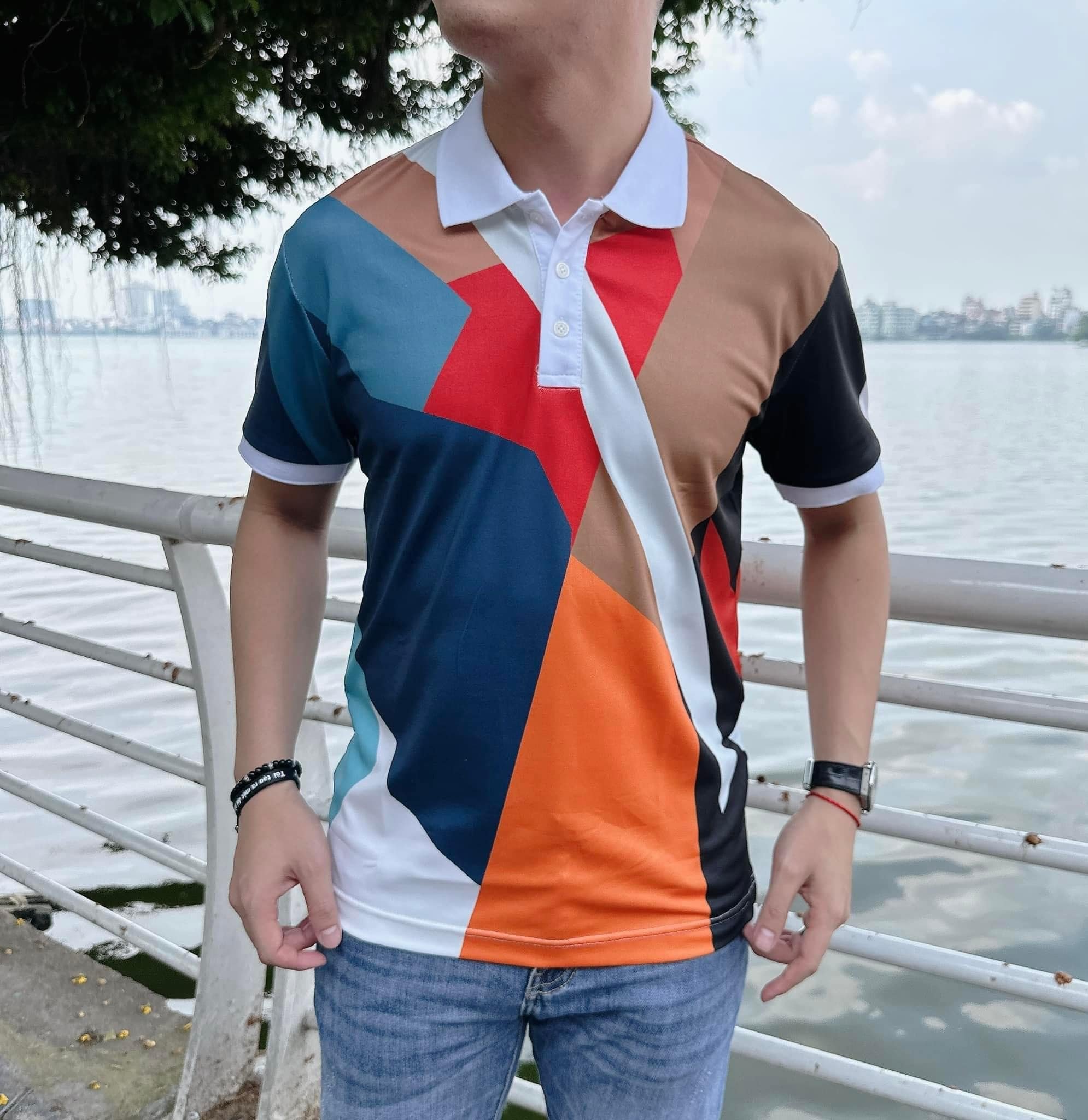 Áo thun polo nam phối màu siêu hót