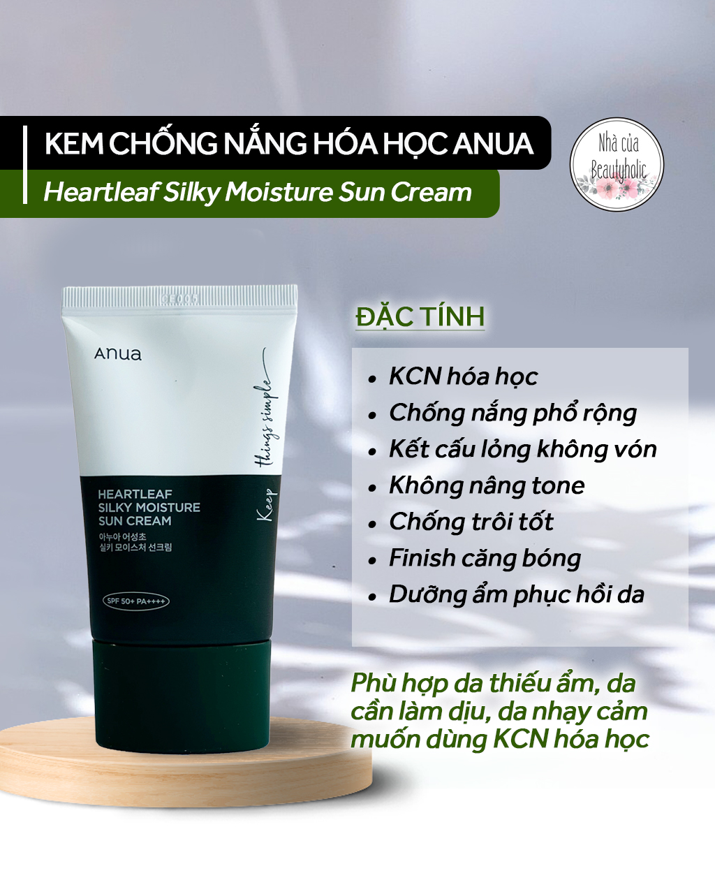 Kem chống nắng hóa học anua heartleaf silky moisture sun cream