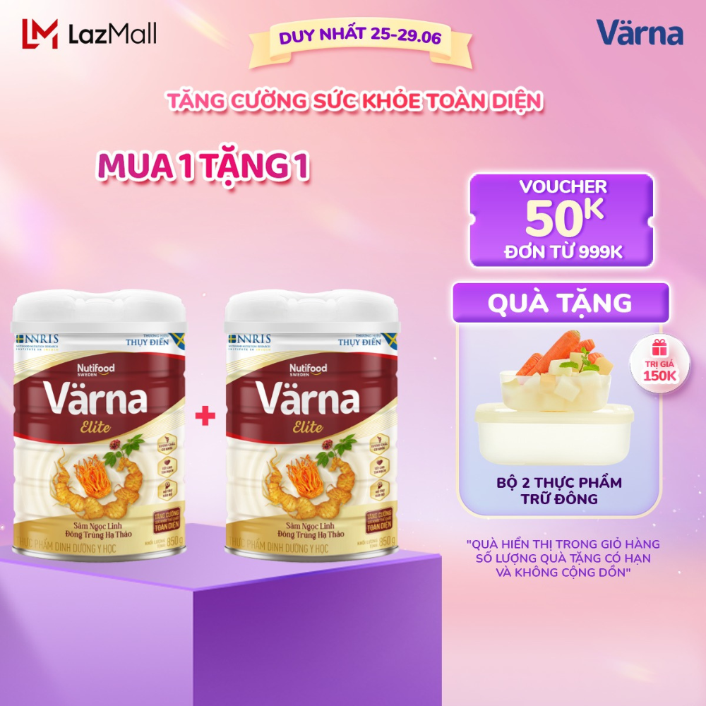 Sữa bột Värna Elite Lon 850g - Chứa Sâm Ngọc Linh Đông Trùng Hạ Thảo - Varna