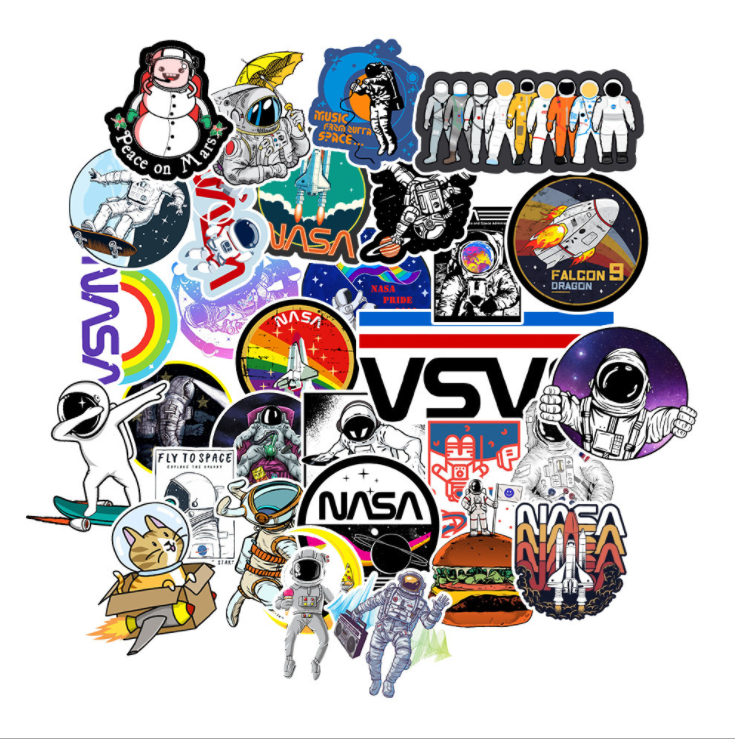 [HCM]Set 50 Sticker Decal Phi Hành Gia Nasa Dán Điện Thoại Laptop Ly Chống Thấm Nước Chất Lượng Cao