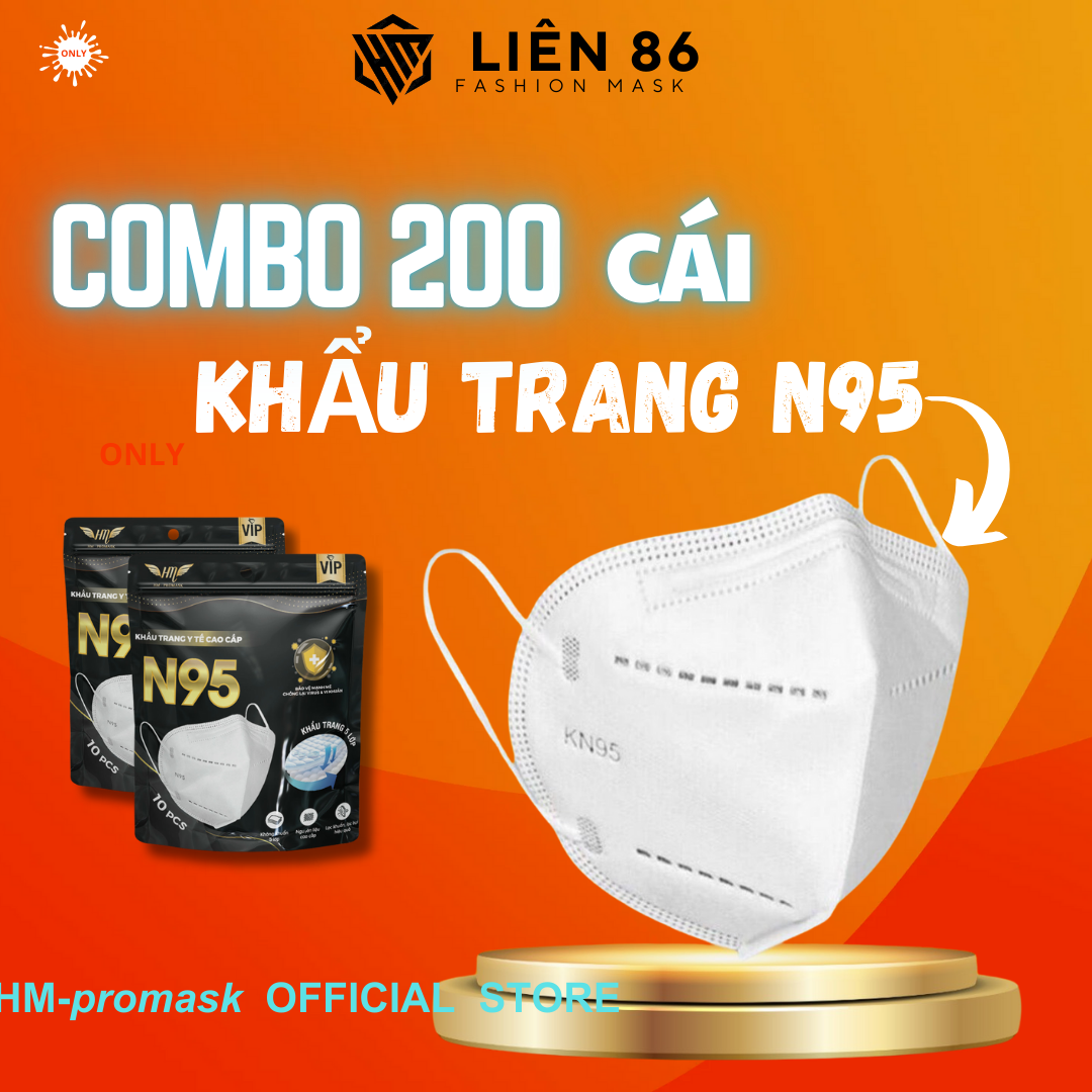 Combo 200 cái khẩu trangN95 5 lớp HM pro mask 3 lớp kháng khuẩn, chống nắng, ngăn bụi mịn PM2.5
