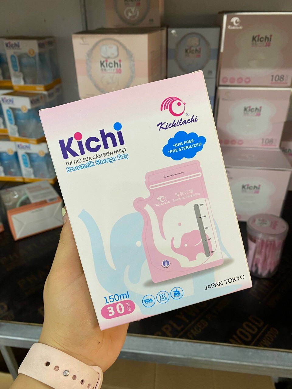 Hộp 30 túi trữ sữa kichilachi 150ml cảm ứng nhiệt