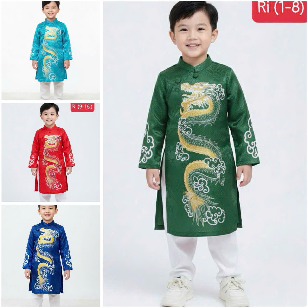 Áo Dài Bé Trai #Áo Dài Gấm Mẫu Long Cho Bé Trai 4# Thời Trang Trẻ Em