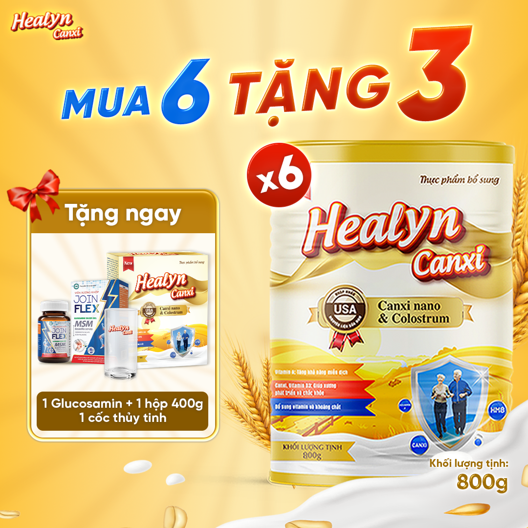 Mua 6 tặng 3 - sữa canxi cho người già healyn canxi nano canxi, bổ sung canxi hữu cơ - tốt cho xương khớp