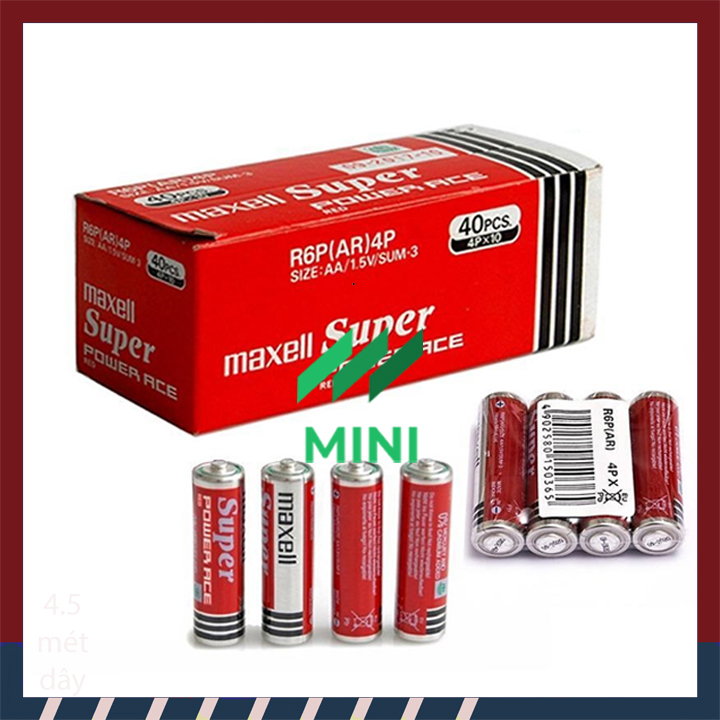1 vĩ / 4 viên - pin aa maxell super power ace red 1,5v