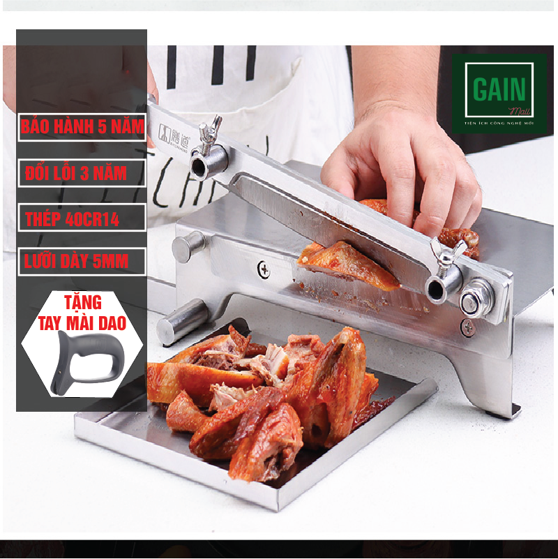 Máy cắt thịt, máy thái đa năng, dao chặt thịt gà, dao thái thịt đông lạnh, thái dược liệu, KD248, đổi lỗi 3 năm, BH 5 năm, thép 40CR14, Inox 430 - Tặng tay mài dao