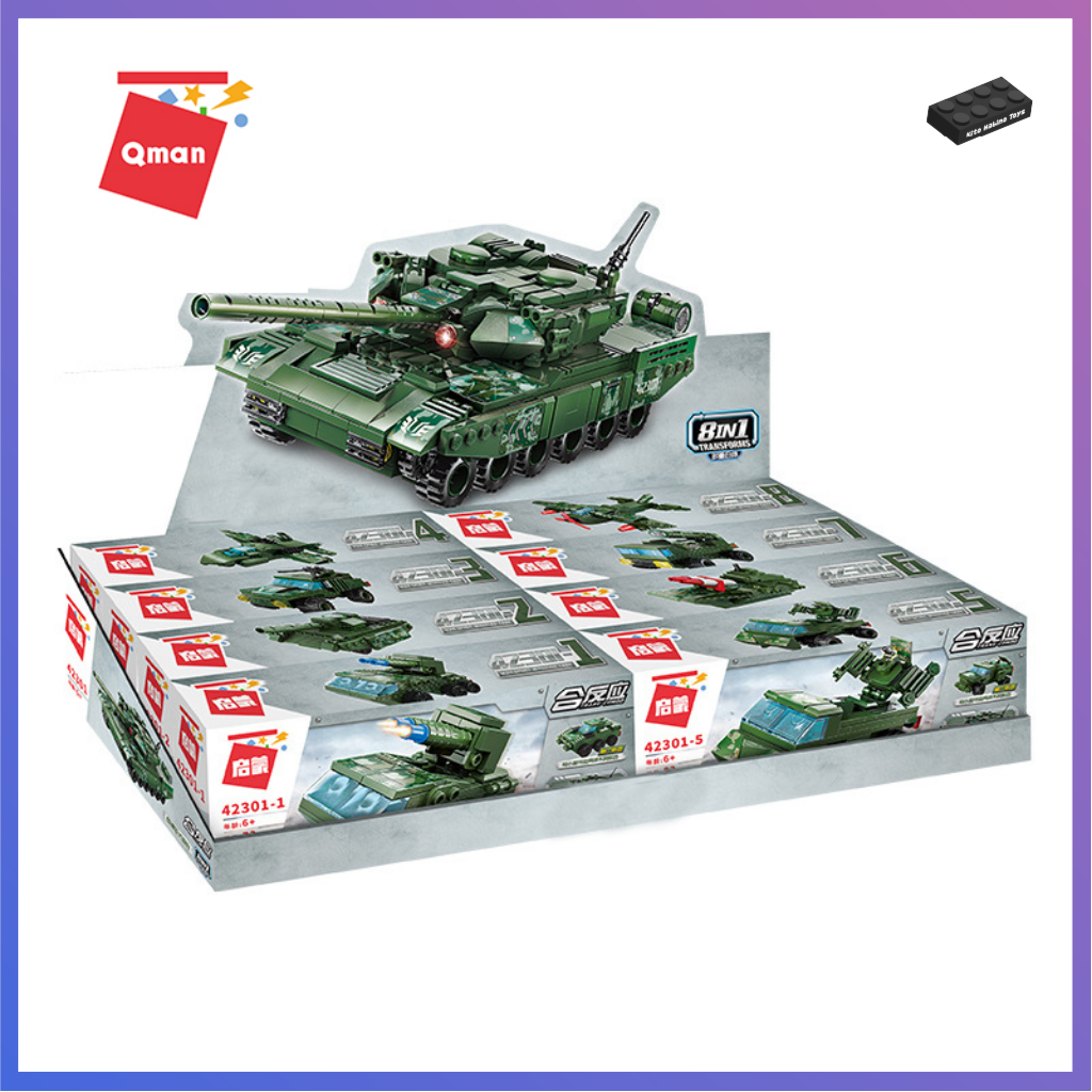 Bộ lắp ghép đồ chơi lego quân đội qman 42301 xe tăng quân sự 642 chi tiết