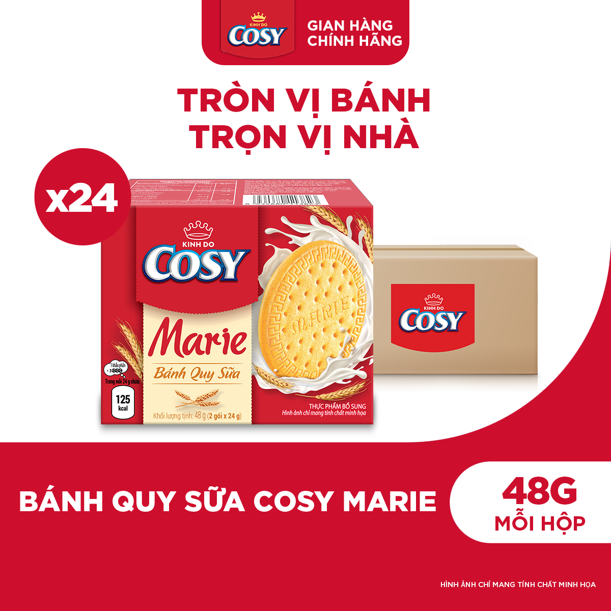 Thùng 24 Hộp Bánh Quy Sữa Cosy Marie 48g