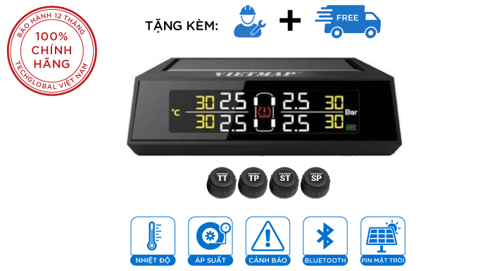 Cảm Biến Áp Suất Lốp Vietmap V1 Van Ngoài pin mặt trời