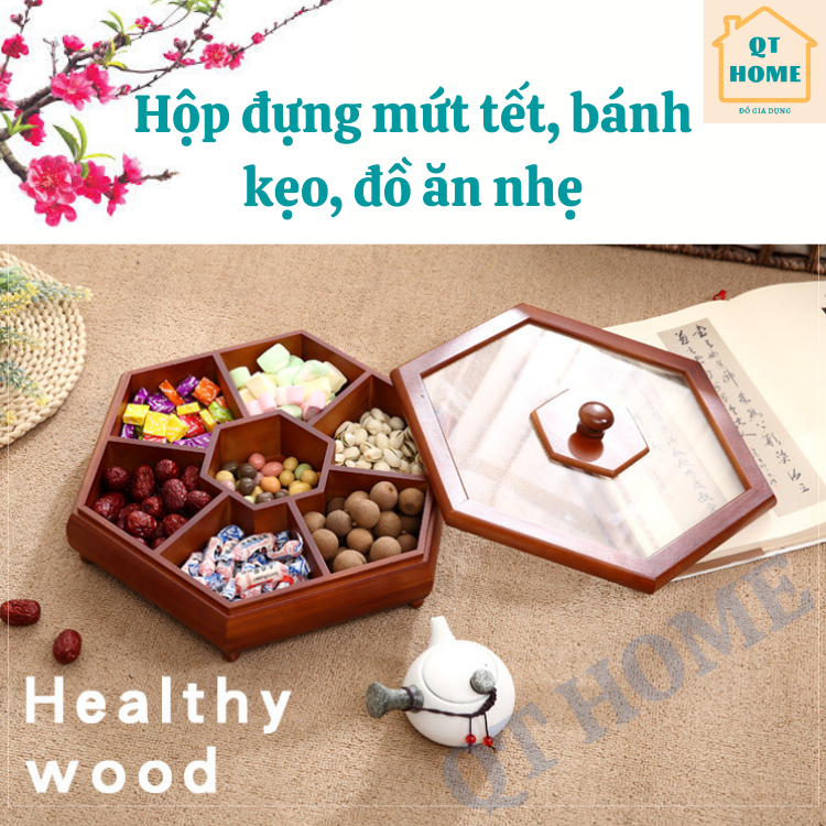Khay Đựng Mứt Tết, Hộp Đựng Mứt Tết, Đồ Ăn Bằng Gỗ Tự Nhiên