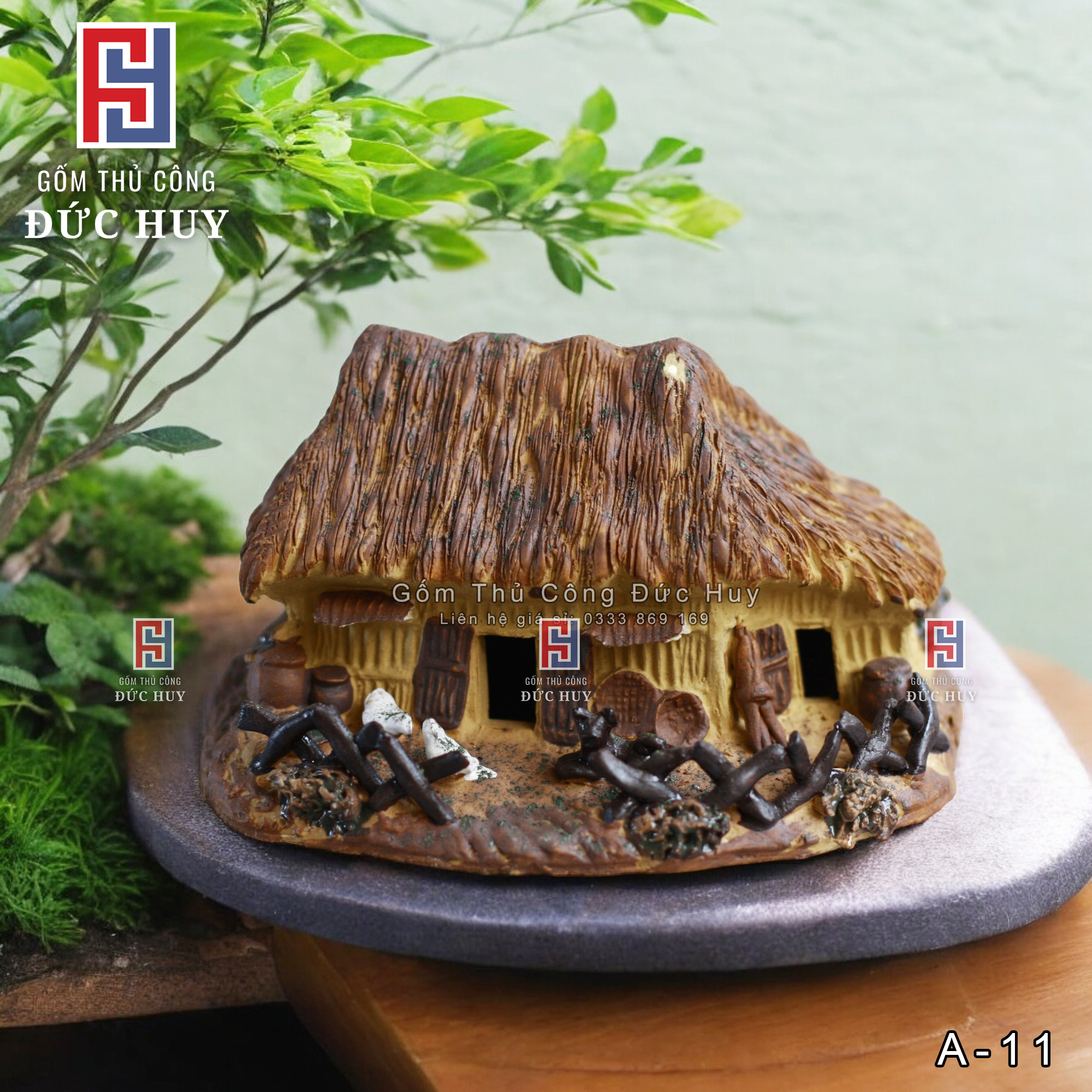 Mô hình gốm Nhà Rơm - Trang Trí Hòn Non Bộ - Bể Cá - Tiểu Cảnh