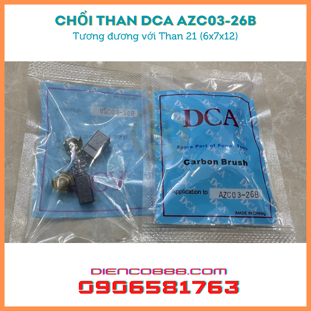 Chổi than máy khoan đục azc03-26b kích thước 6.5x7.5x12mm