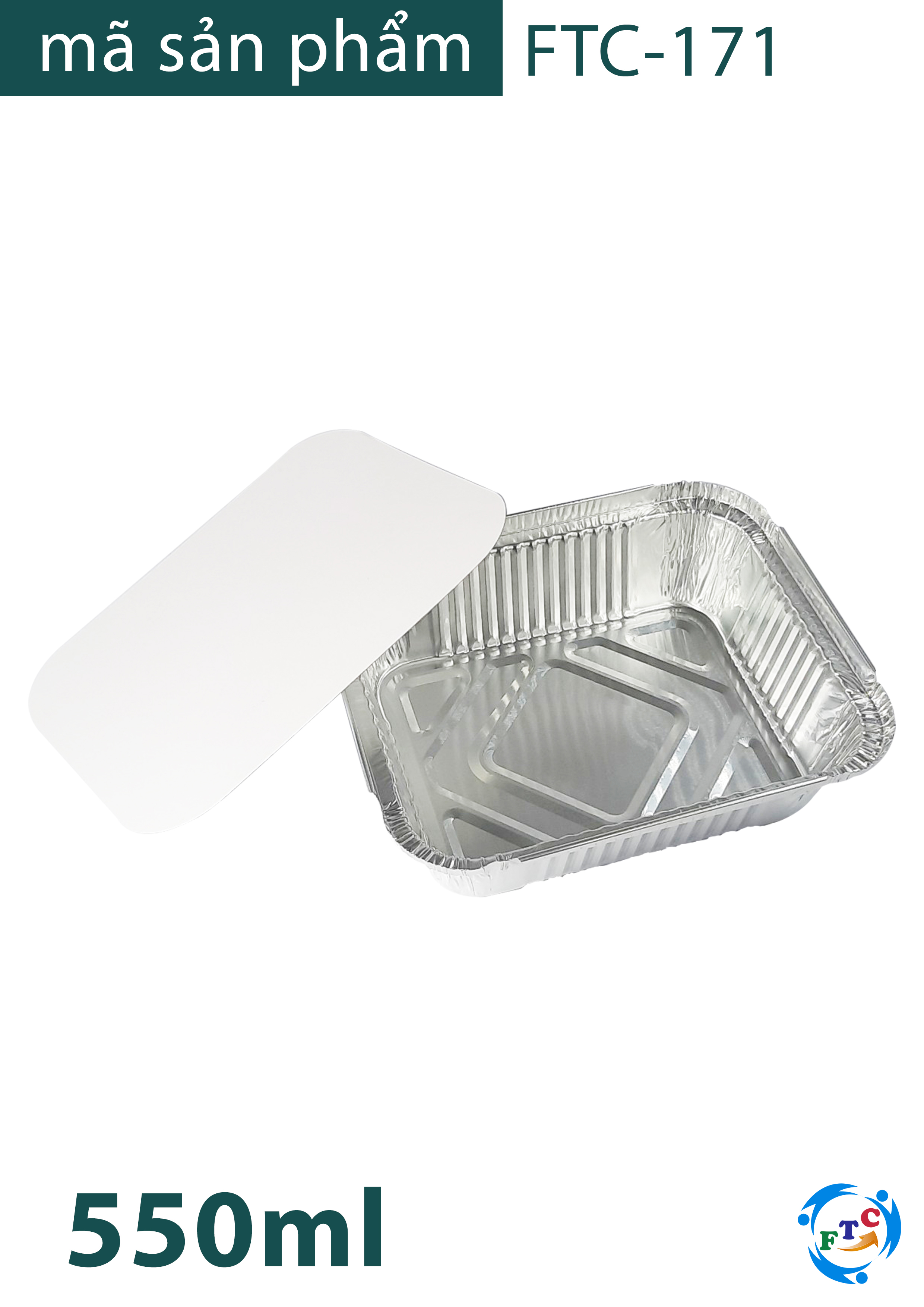 "Cao cấp" set 10 hộp nhôm thực phẩm 1 ngăn 550 ml (khay giấy bạc có nắp ) dùng 1 lần, chứng nhận VS ATTP