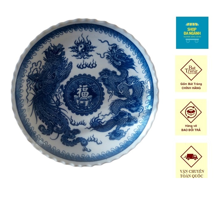 Mâm bồng thờ sứ Bát Tràng cỡ đại, đường kính D35cm
