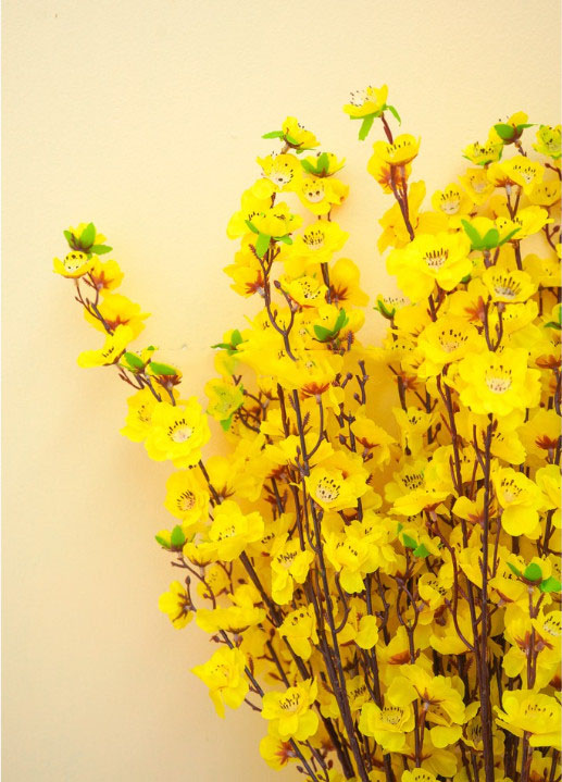 10 cành Hoa mai, hoa đào hồng, đào đỏ giả cắm bình hoặc làm chậu mai, đào lớn trang trí Tết tuyệt đẹp