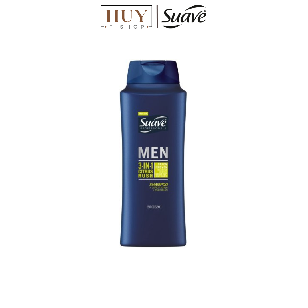 Tắm Gội Xả Dành Cho Nam Suave Men Professionals 3 in 1 828ml dầu tắm gội xả suave men