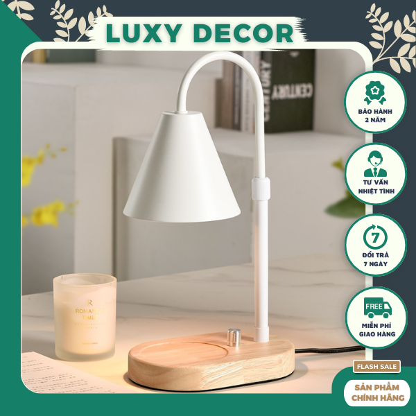Đèn đốt nến thơm đế gỗ phong cách Hàn Quốc sang trọng,luxury