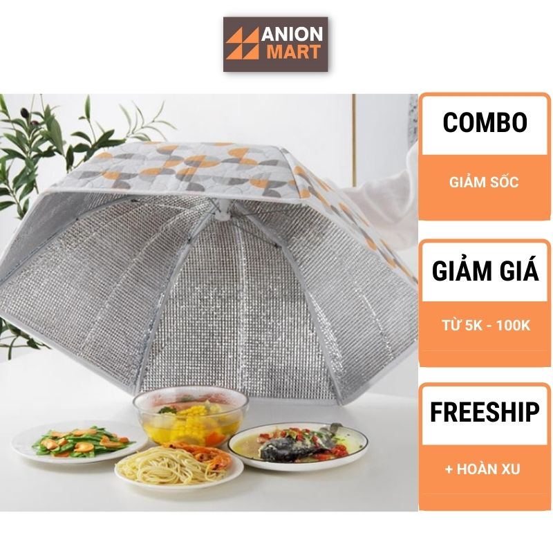 Lồng bàn giữ nhiệt gấp gọn- lồng bàn thông minh chất liệu vải không dệt cao cấp lớp lót cách nhiệt tốt giữ nhiệt tránh bụi tránh côn trùng – anion mart