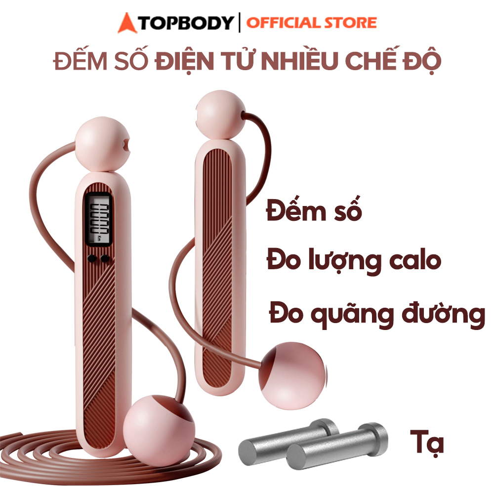 Dây Nhảy Thể Dục Không Dây - Có Bóng Đàn Hồi Đếm Số Điện Tử 2.9m TopBody, Hỗ Trợ Luyện Tập Thể Lực, Thể Thao Tiện Lợi Tại Nhà - DNHAY07 - T1