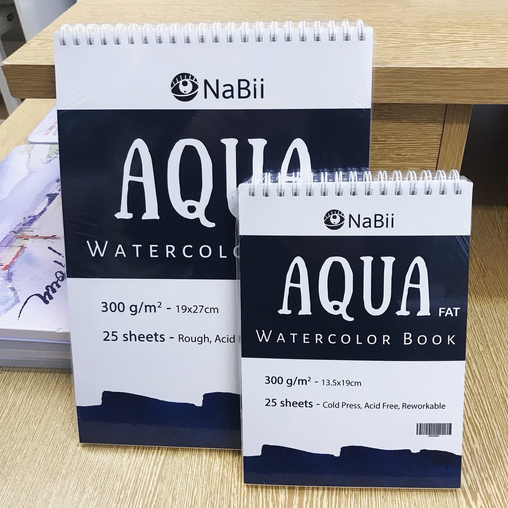 Sổ vẽ màu nước nabii aqua fat 300gsm 25 tờ