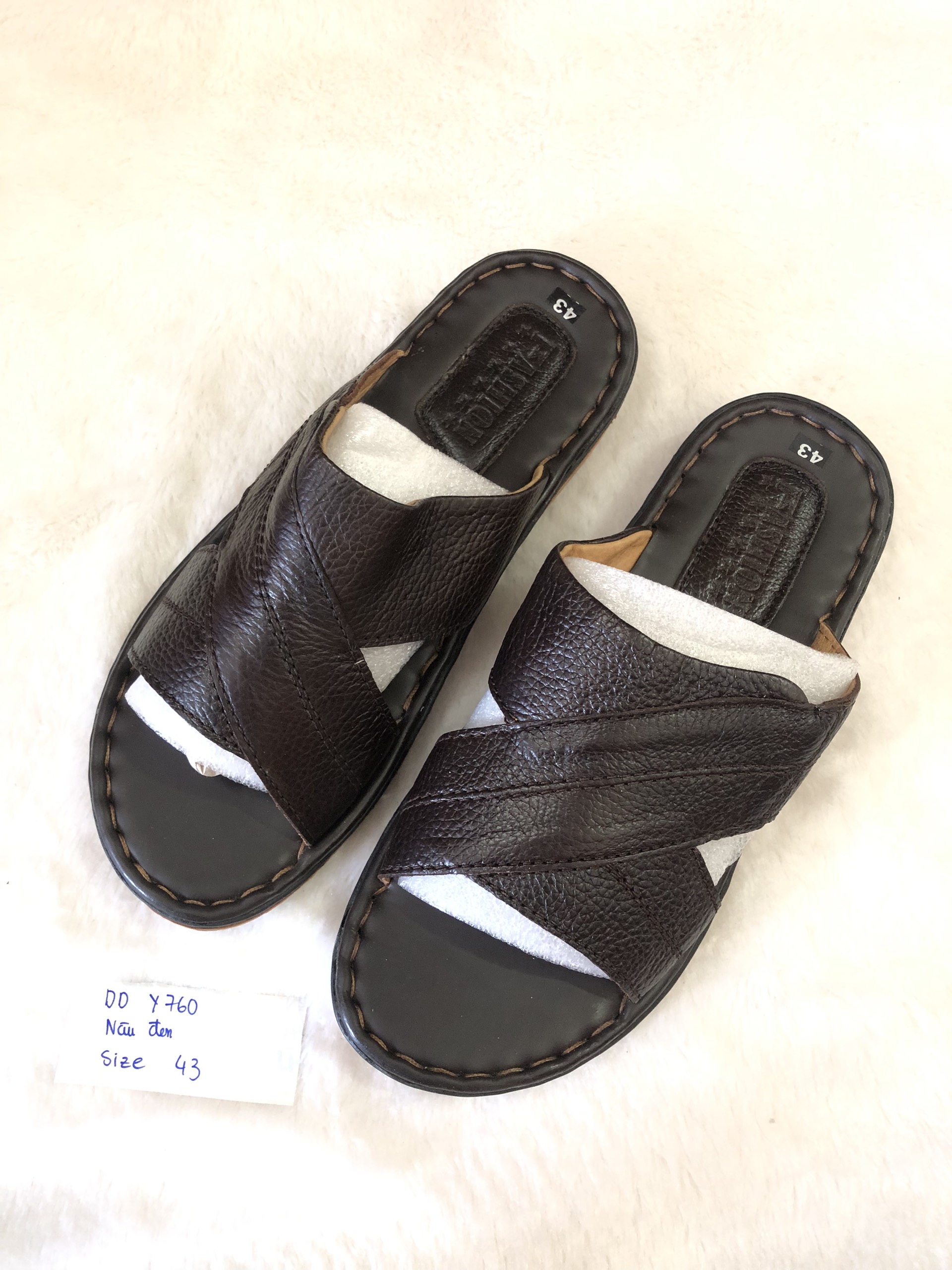 Dép da quai ngang lẻ size 42 -sale-hỗ trợ khâu-dd760/1258