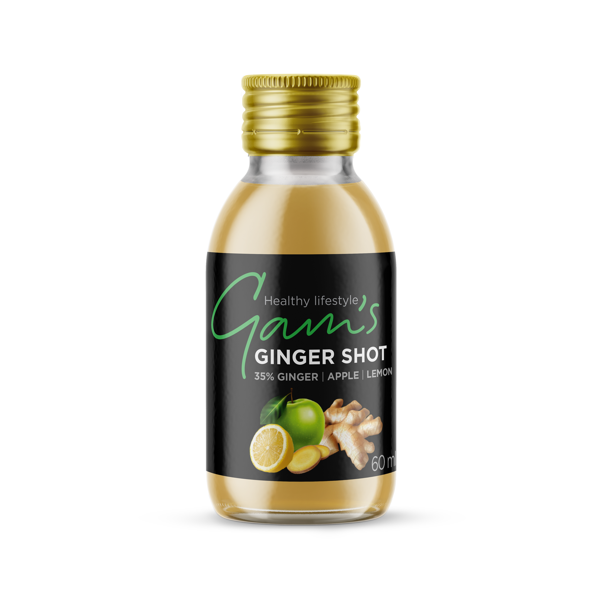 Nước Ép Gừng GINGER SHOT Nguyên Chất Chai 60ml Hiệu Gam's Nhập Khẩu - GAM’S GINGER SHOTS chai 60ml