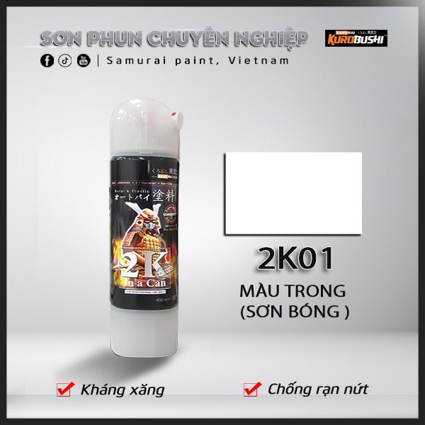 Sơn xịt samurai chính hãng màu trong - 2k01