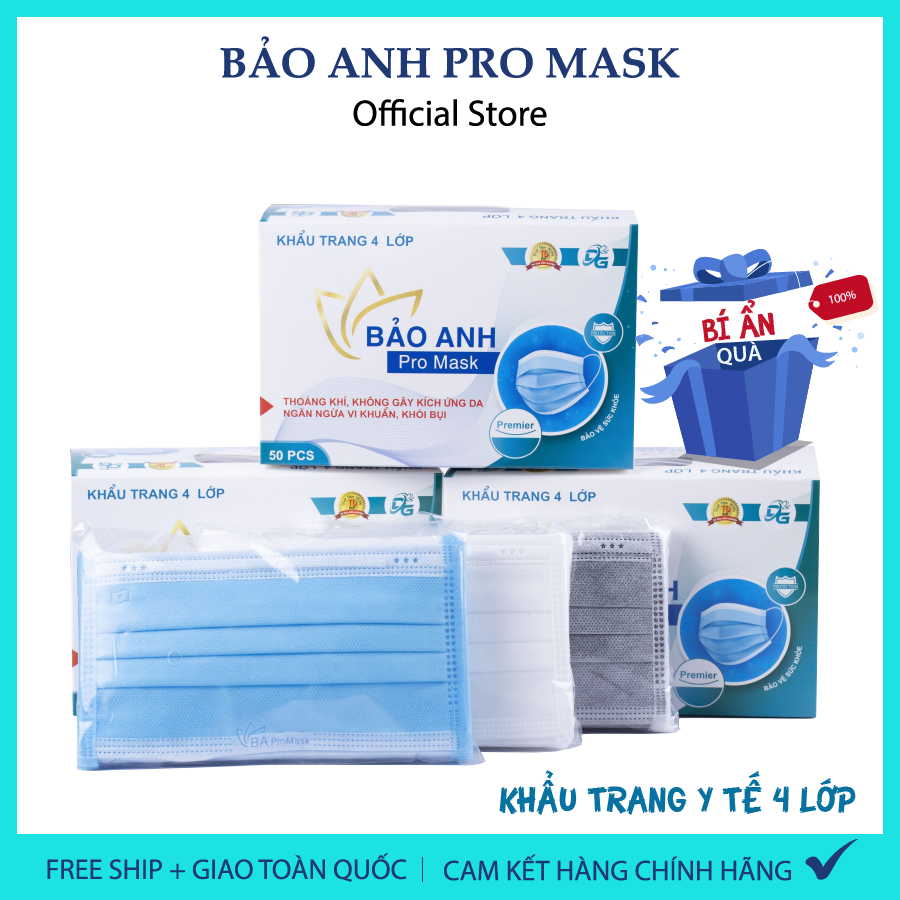 Free ship - hộp 50 cái khẩu trang y tế bảo anh promask