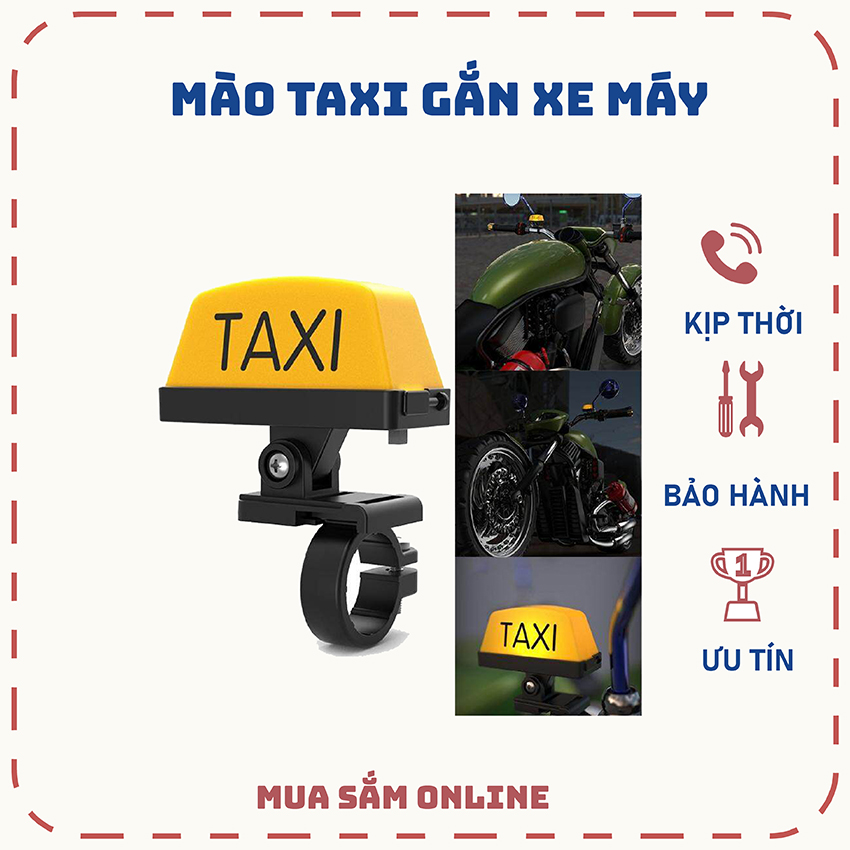 Chụp mào biển báo chữ taxi cho xe máy có đèn, mào taxi gắn xe máy màu vàng có đèn sáng, chất liệu nhựa cao cấp, sạc điện phù hợp gắn chân gương, bề mặt phẳng - MTAXIS- MUA SẮM ONLINE 24H