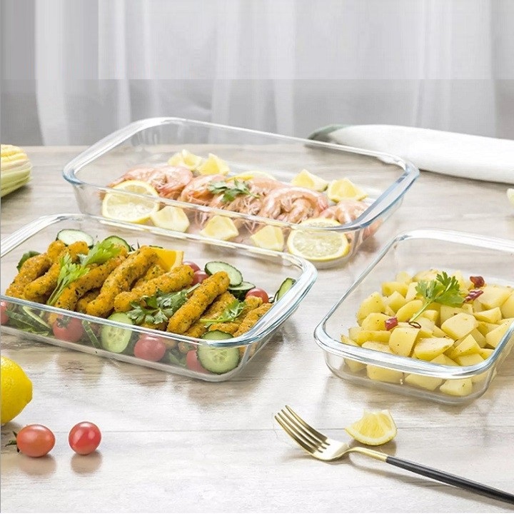 Khay thủy tinh chịu nhiệt 1 lít - khay thủy tinh