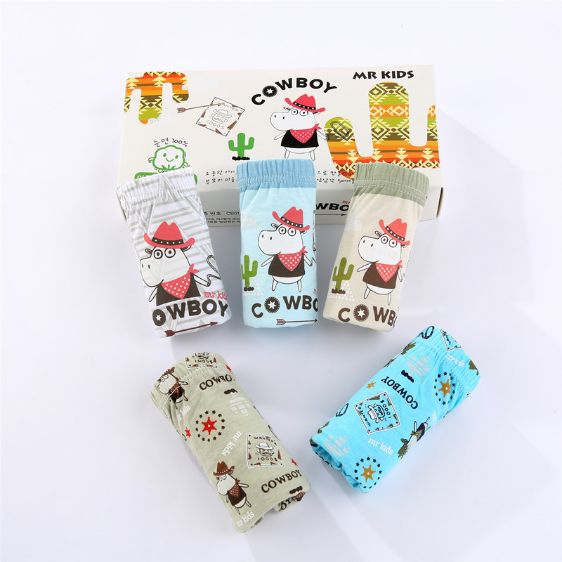 [HCM]Hộp 5 quần xịp bé trai Hàn Quốc 100% cotton mẫu Chú Chó Cowboy