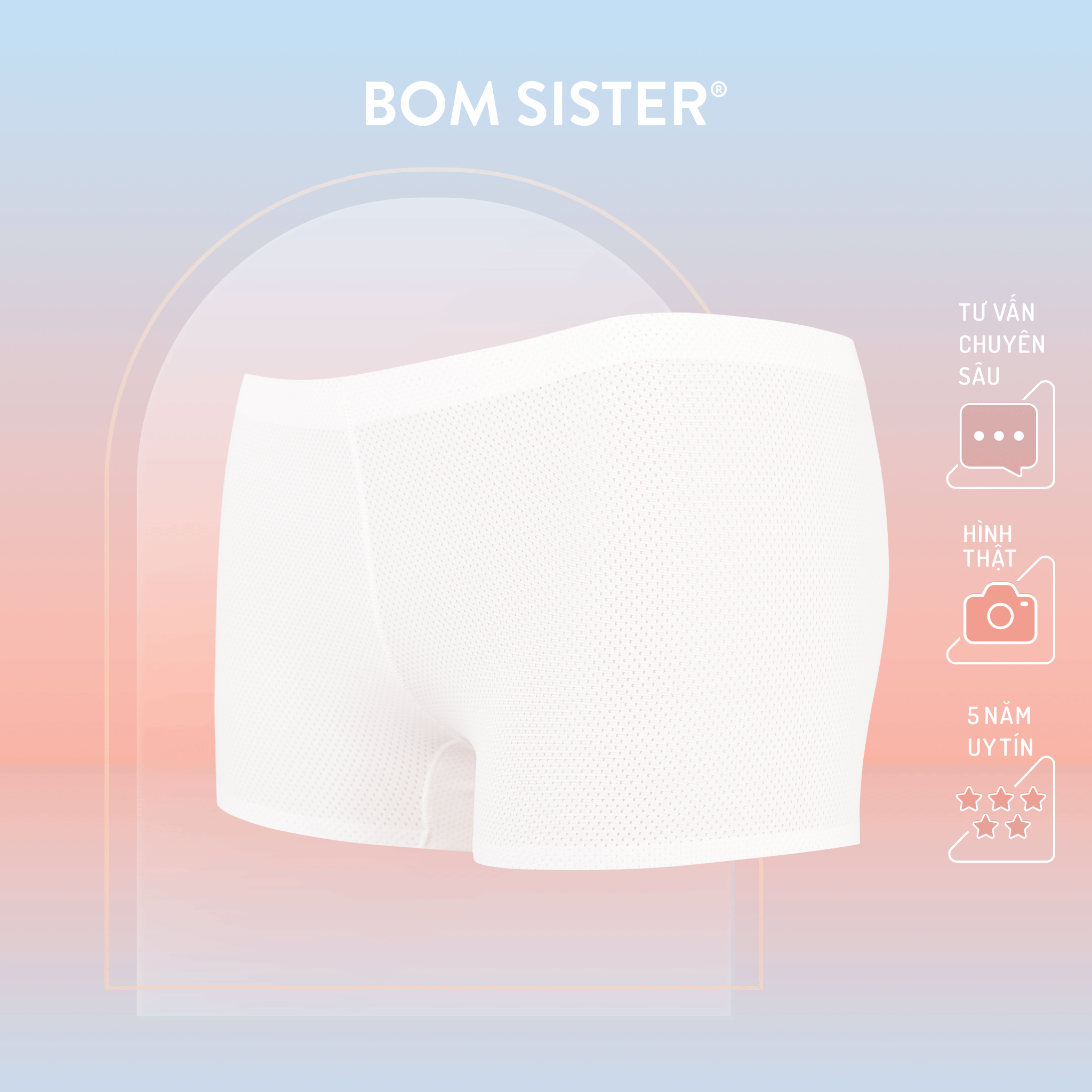 Quần đùi chống lộ chất su thông hơi ép viền màu trơn BOM SISTER MUQD6190