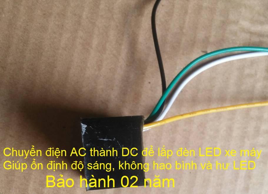 Cục chuyển điện AC thành DC lắp đèn LED xe máy