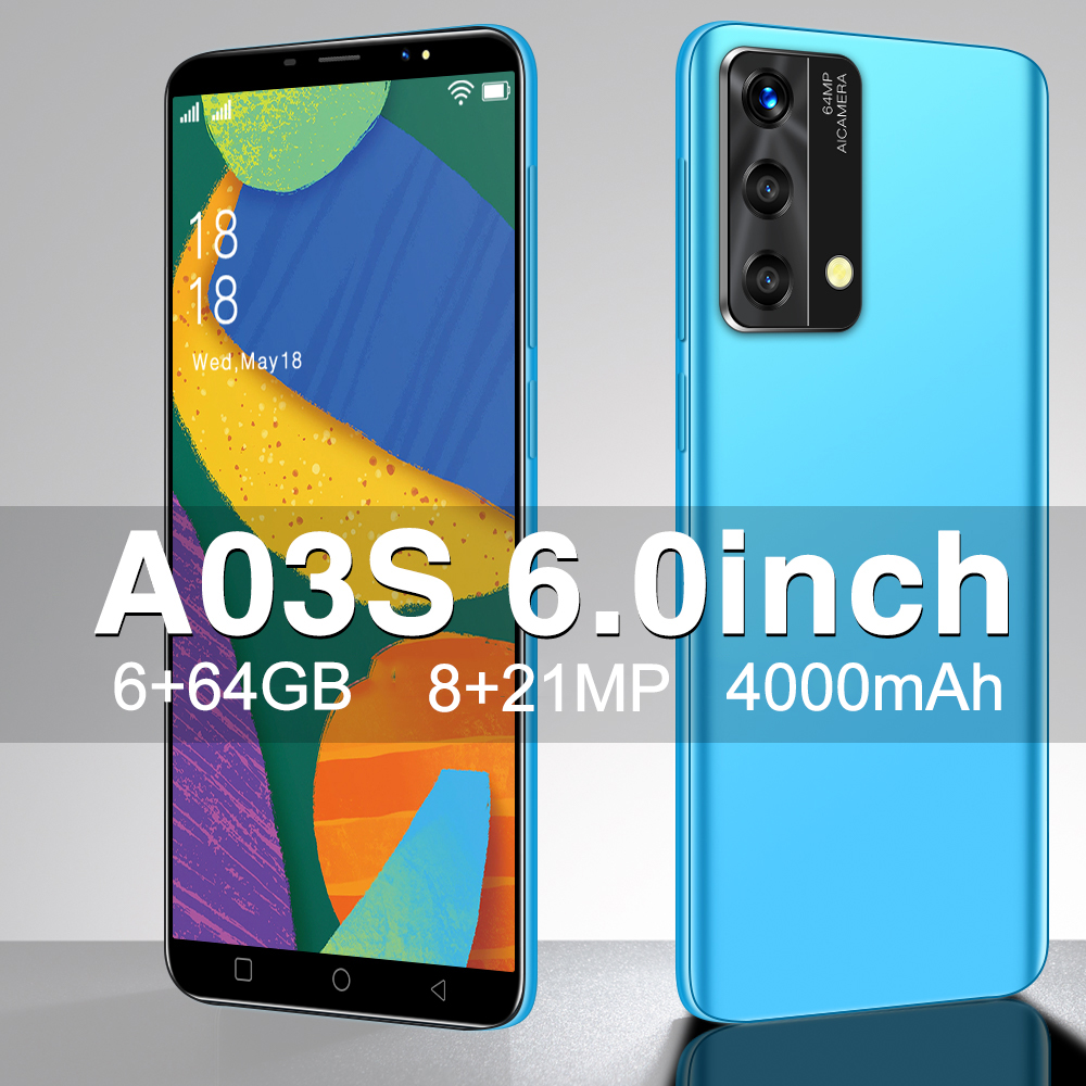Điện thoại dưới 1triệu a03s điện thoại di động chính hãng murah màn hình full hd 6.0inch điện thoại di động bộ nhớ lớn 6+64gb hai thẻ sim camera hd 8+21mp pin 4000mah điện thoại chính hãng giá rẻ