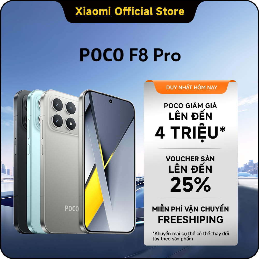 [Độc Quyền Online] Điện thoại POCO F8 Pro |Snapdragon® 8 Elite, pin 6210mAh, màn hình AMOLED 6.59'' 120Hz siêu sắc nét, camera 50MP OIS, chuẩn IP68 chống bụi, chống nước