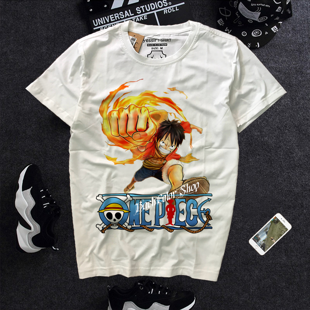 Áo thun one piece luffy đấm lửa