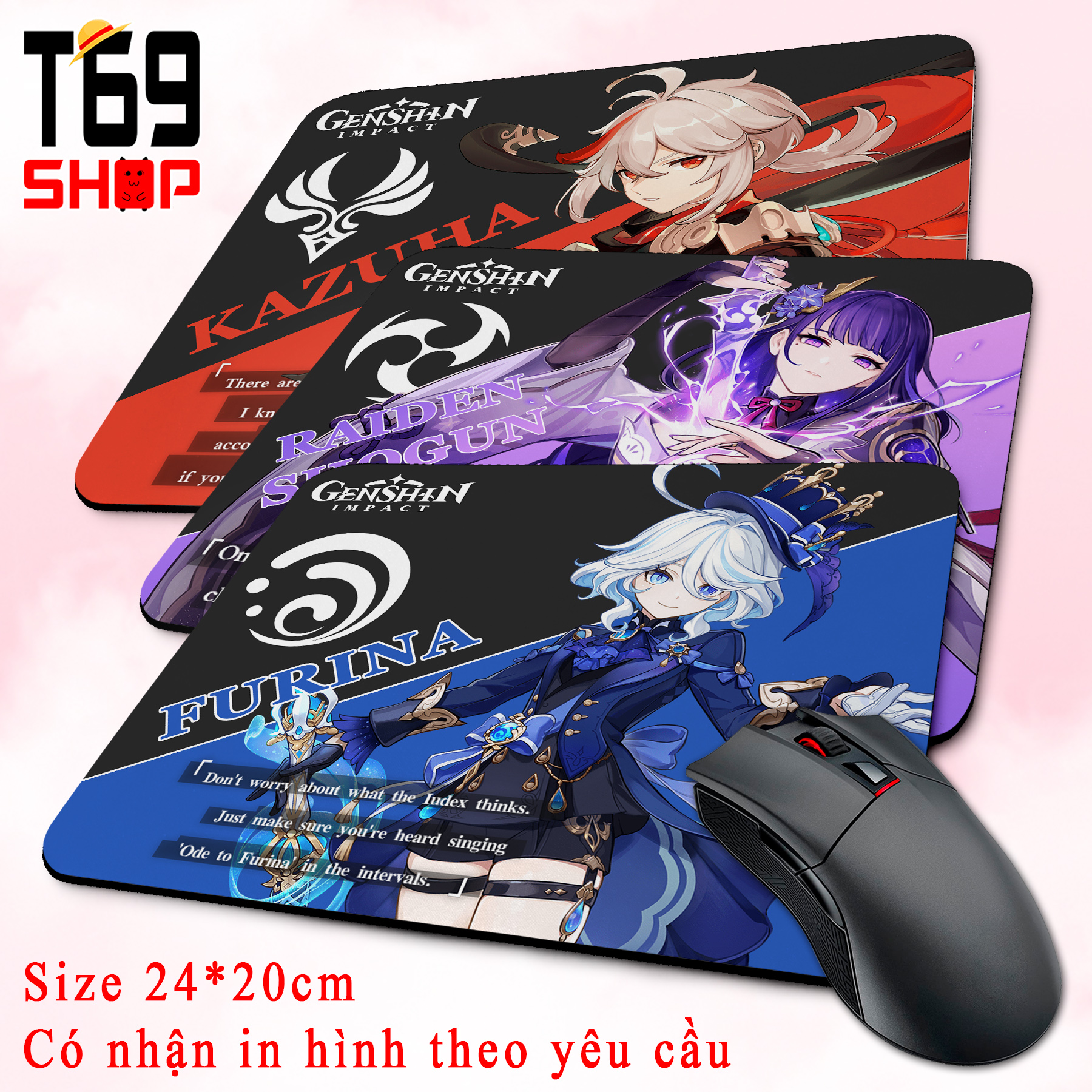 [Có nhiều mẫu[ Lót chuột game Genshin Impact - Size 24x20cm [ T69 Shop ]