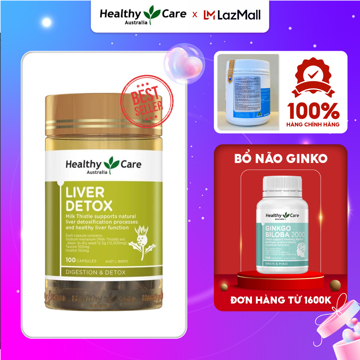 Healthy Care Liver Detox - Viên uống thải độc gan của Úc 100 viên