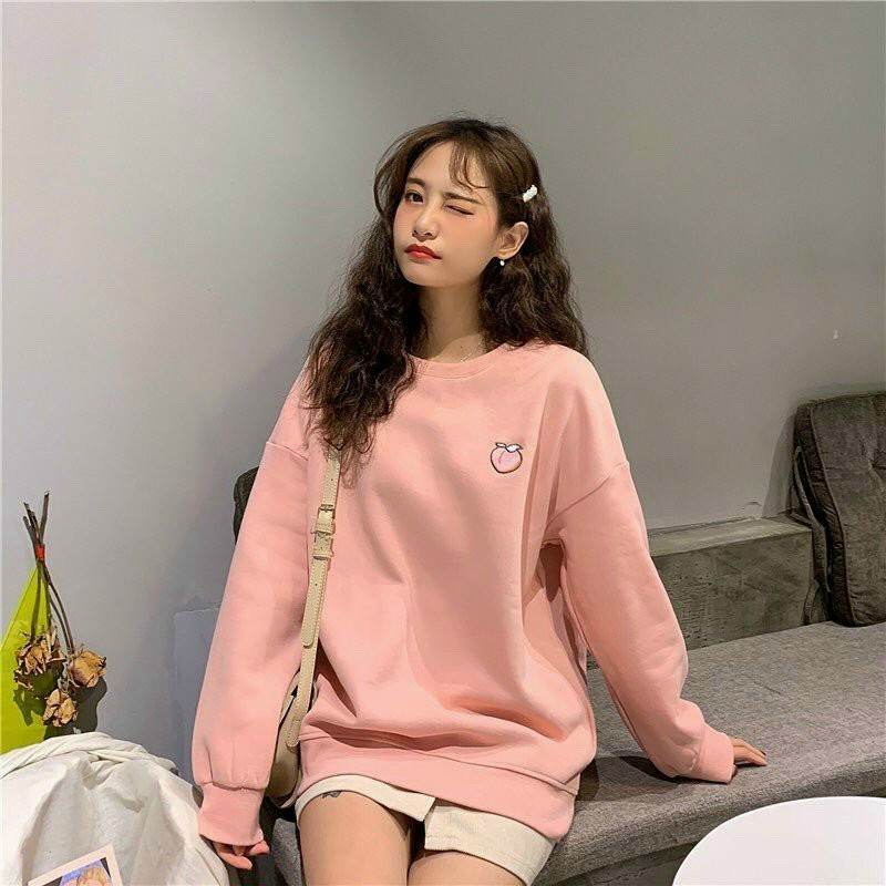 Áo hoodie nữ form rộng dài tay cổ tròn,áo hoodie cặp không nón unisex TP8920
