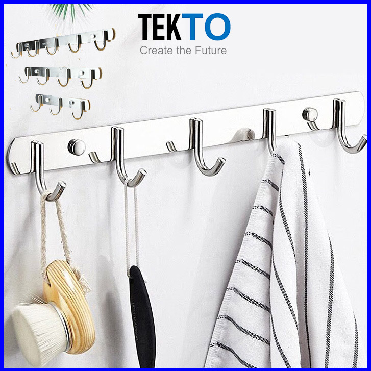 Móc treo tường, móc quần áo gắn tường, móc treo đồ inox từ 3 đến 6 móc - 099