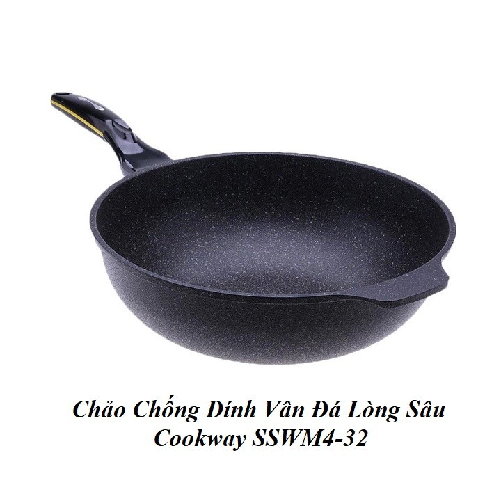 Chảo chống dính vân đá lòng sâu cookway sswm4-32 size 32cm