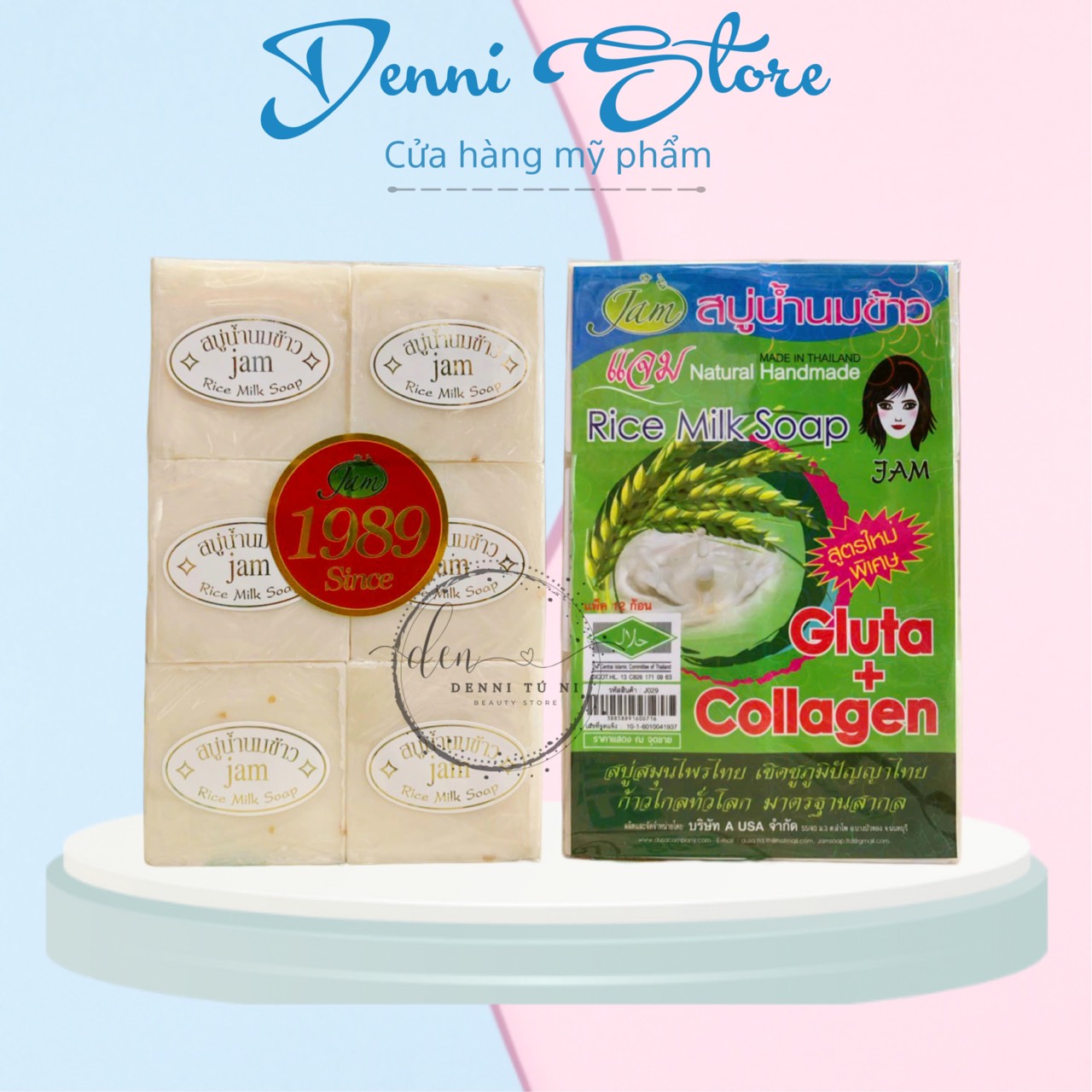 Sỉ lố 12 cục xà phòng cám gạo Jam Rice Milk Soap Thái Lan