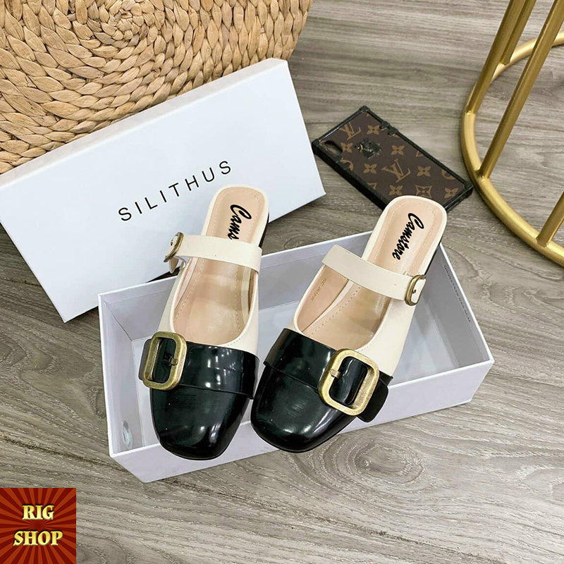 [FORM NHỎ - TĂNG 1 SIZE] GIÀY SỤC MŨI TRÒN ĐÍNH KHUY THIẾT KẾ QUAI NGANG ĐIỆU ĐÀ