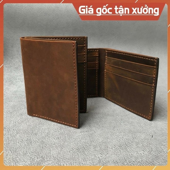 [HCM][CÓ VIDEO THẬT] Ví nam da bò sáp dáng ngang kiểu dáng châu Âu chất liệu hoàn chỉnh