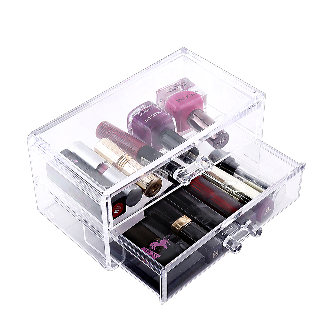 Kệ đựng mỹ phẩm trong suốt Miniso 2 tầng bằng nhựa mica