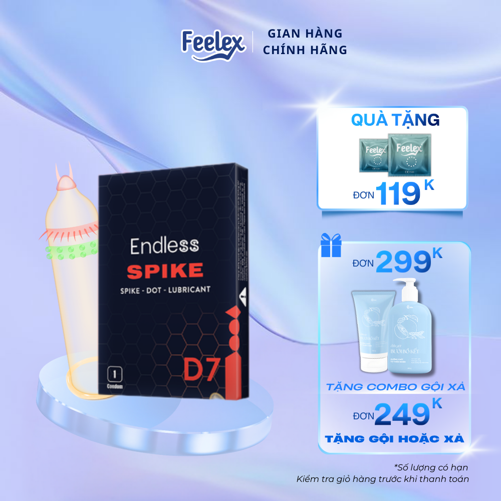 Bao cao su Endless Spike siêu mỏng, gân gai, nhiều gel bôi trơn - Hộp 01 bcs