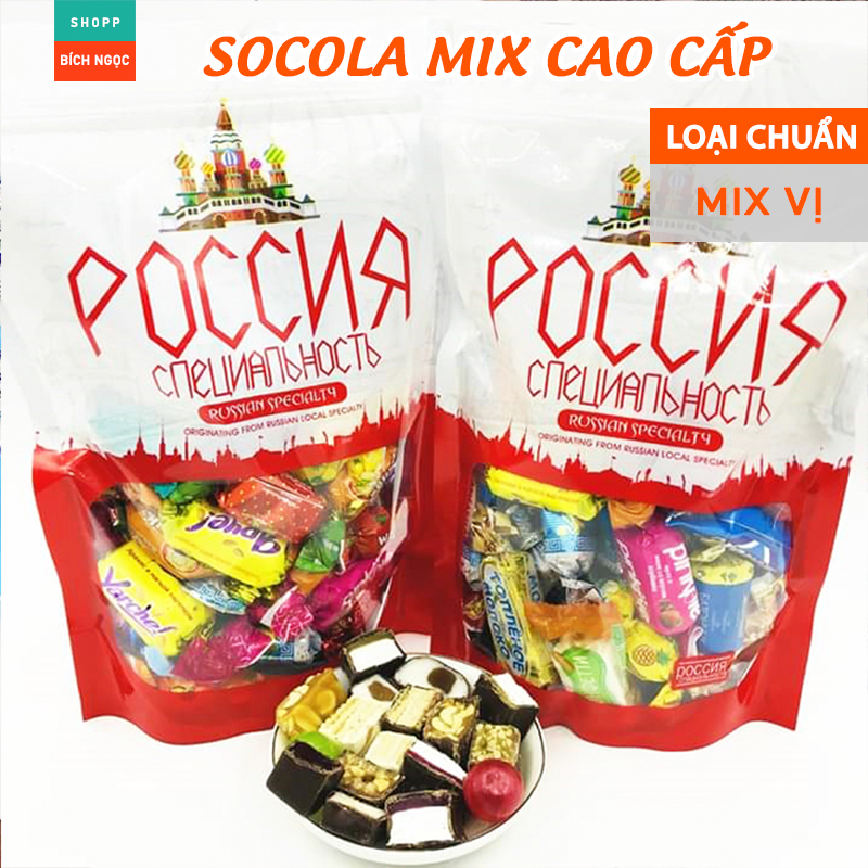 Kẹo socola nga mix vị cao cấp, chất lượng thượng hạng, thưởng thức tuyệt vời, gói to 500g