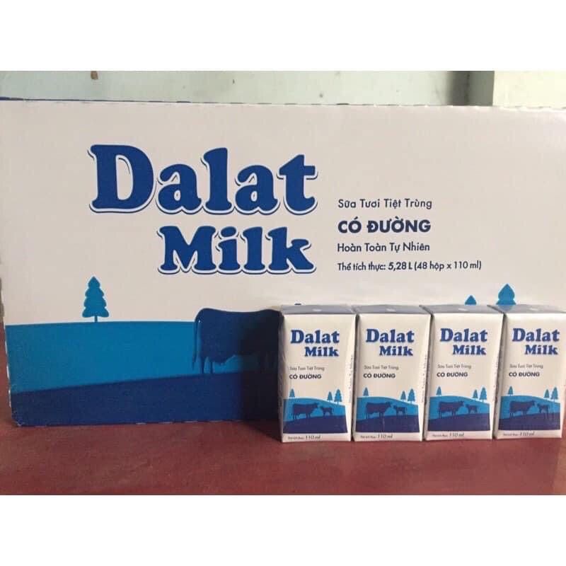 Sữa Tươi ĐÀ LẠT MILK Có Đường 110ML THÙNG 48 HỘP 110ML HỘP