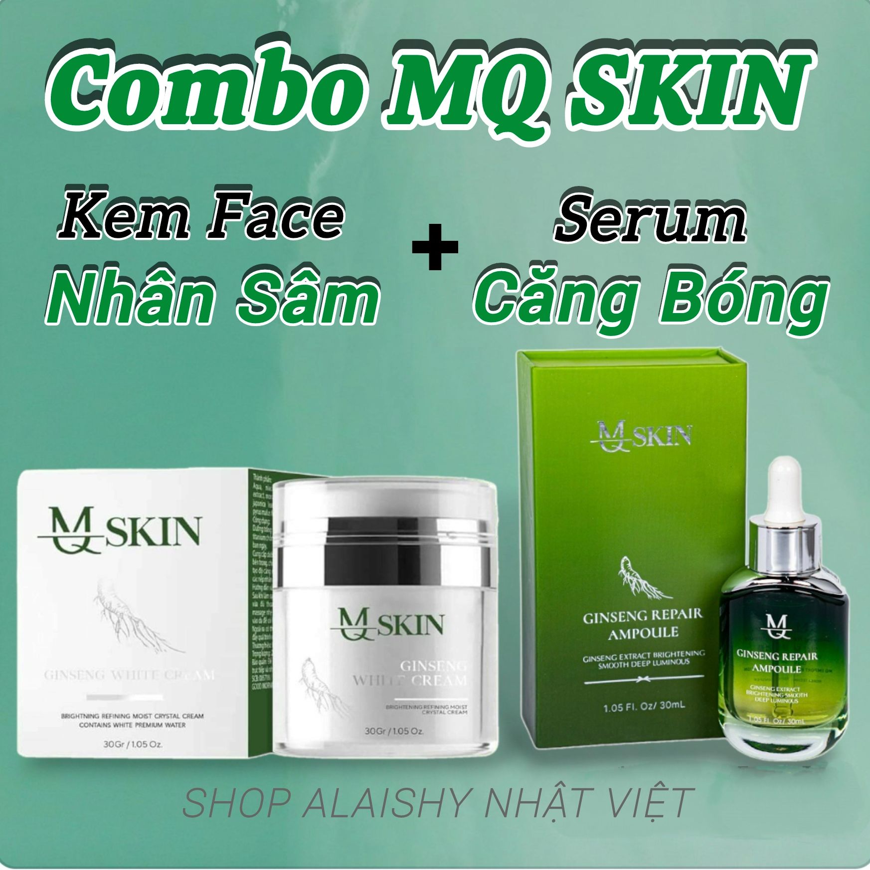 Combo Kem Face Nhân Sâm MQ SKIN và Serum Căng Bóng Da MQ SKIN chính hãng 100%