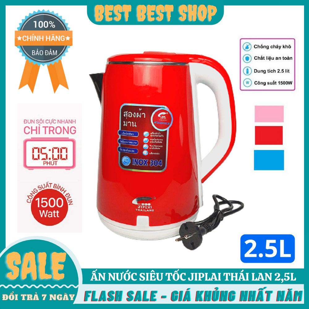 Ấm siêu tốc thái lan 2,5l, 2 lớp đun sôi nhanh